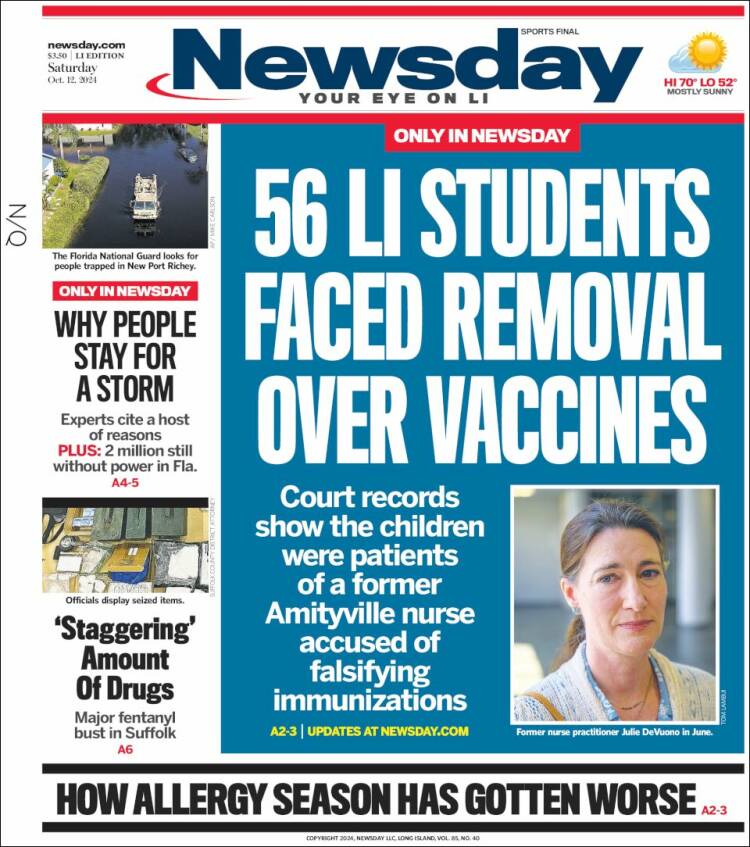 Portada de Newsday (USA)