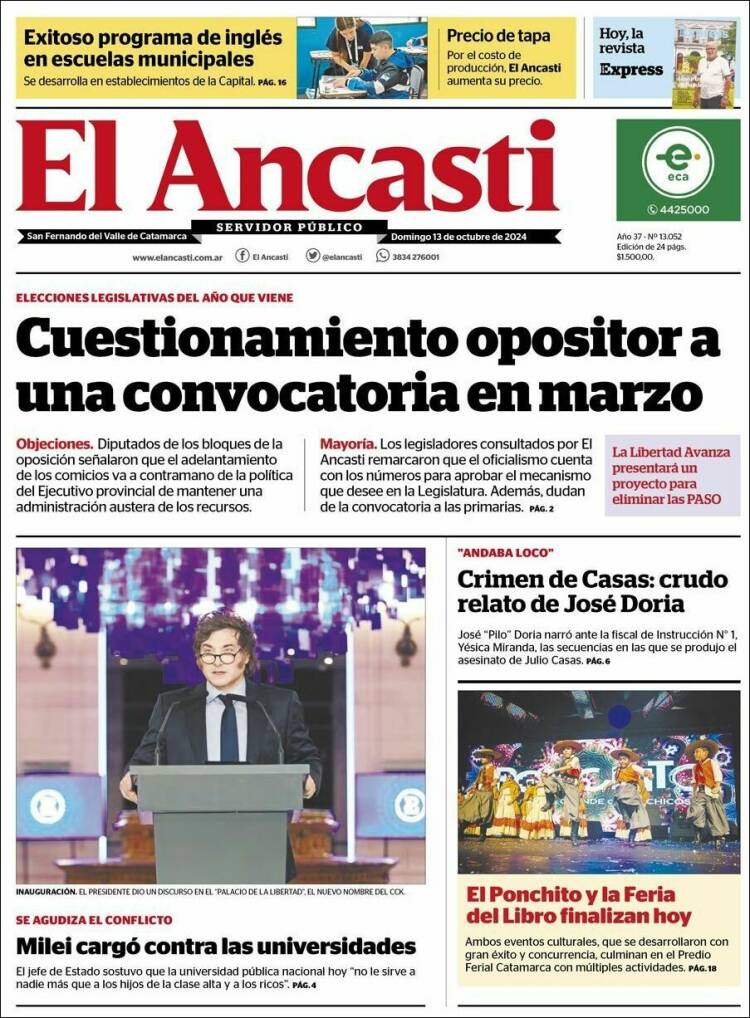 Portada de El Ancasti (Argentina)