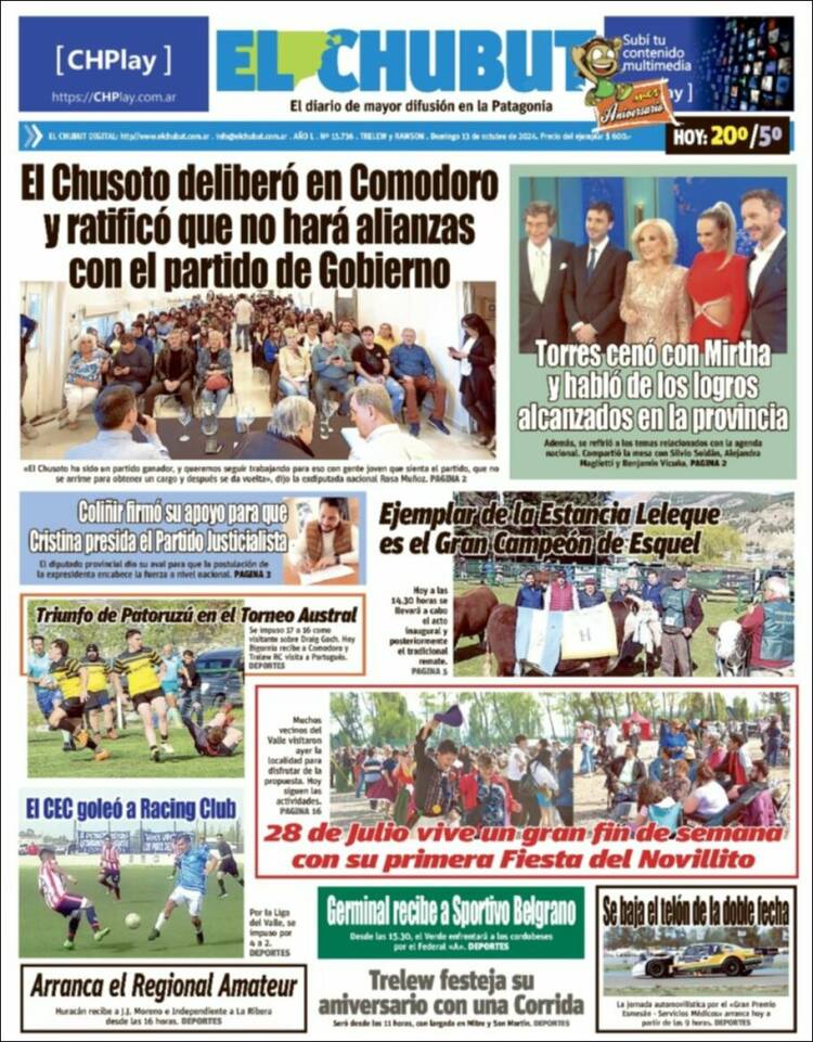 Portada de El Chubut (Argentina)