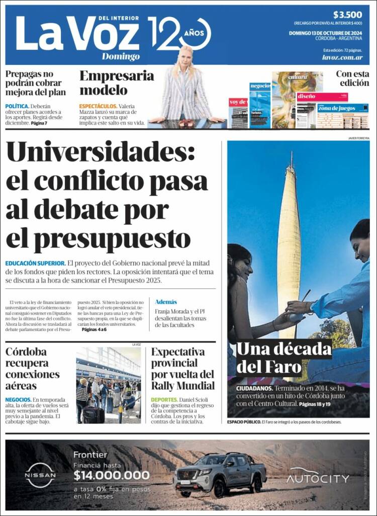 Portada de La Voz del Interior (Argentina)