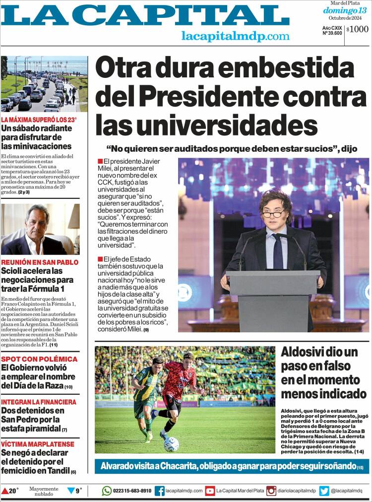 Portada de Diario La Capital - Mar del Plata (Argentina)