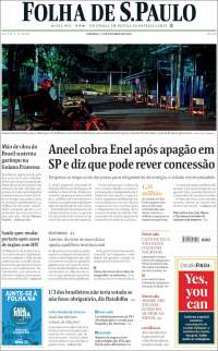 Portada de Folha de São Paulo (Brasil)