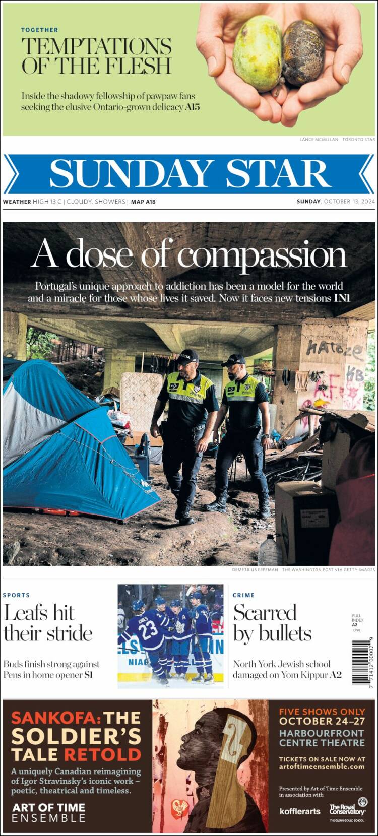 Portada de The Toronto Star (Canadá)