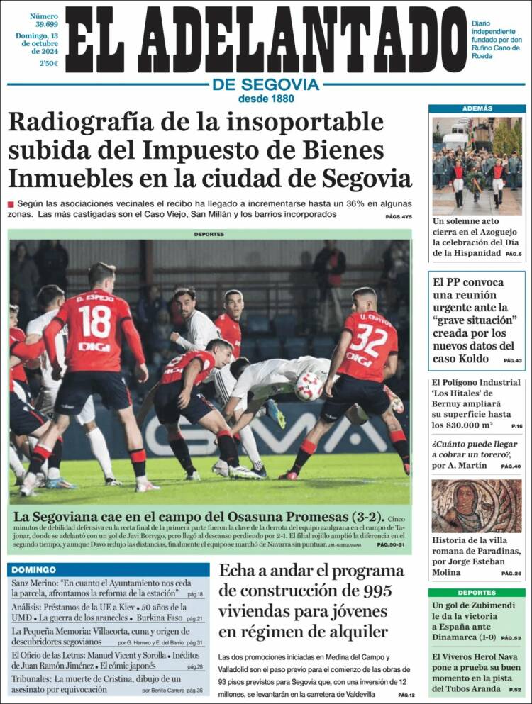 Portada de El Adelantado de Segovia (España)