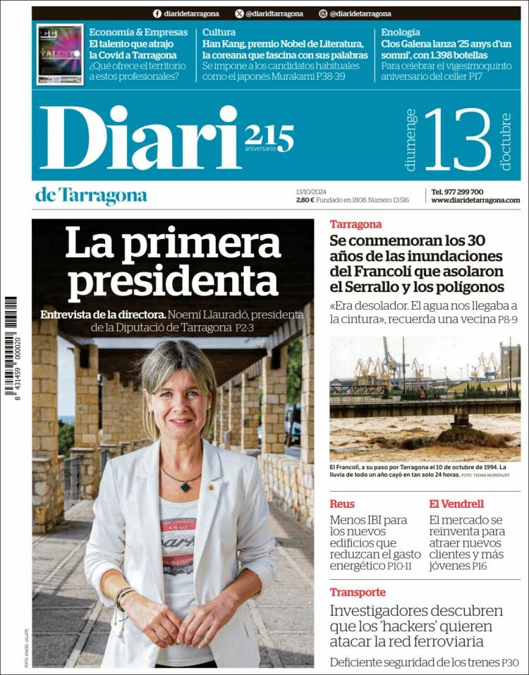 Portada de Diari de Tarragona (España)