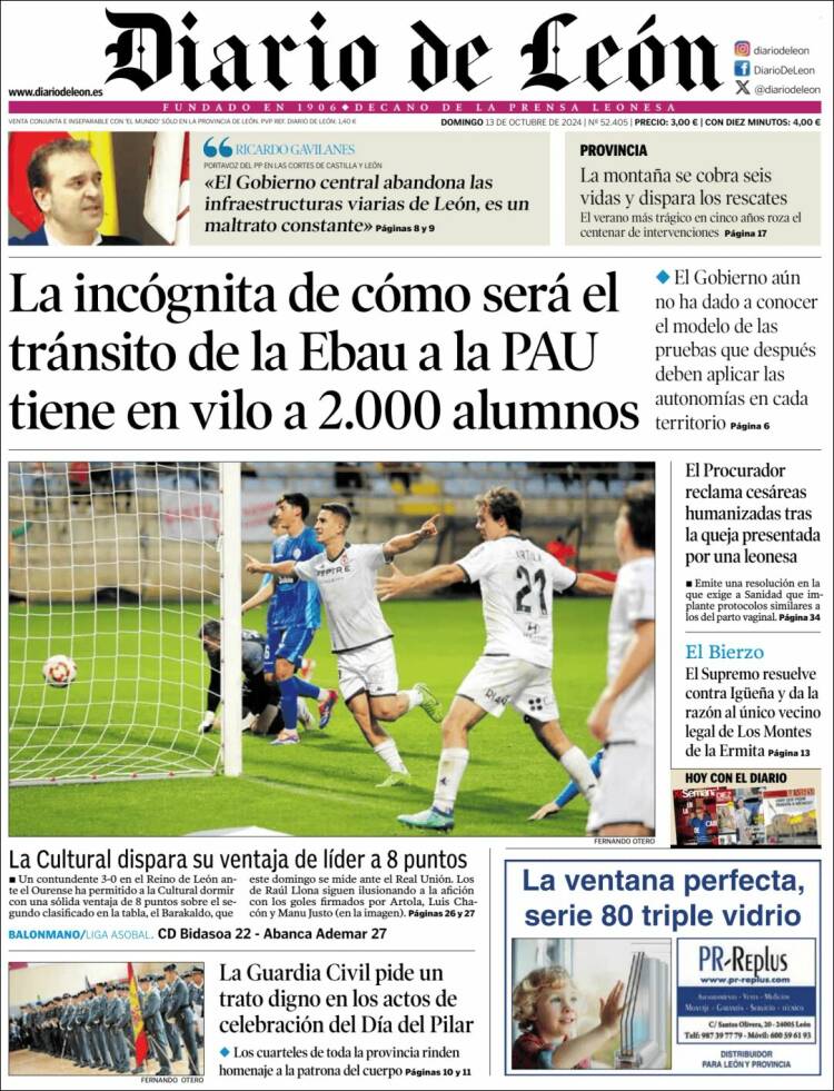 Portada de Diario de León (España)