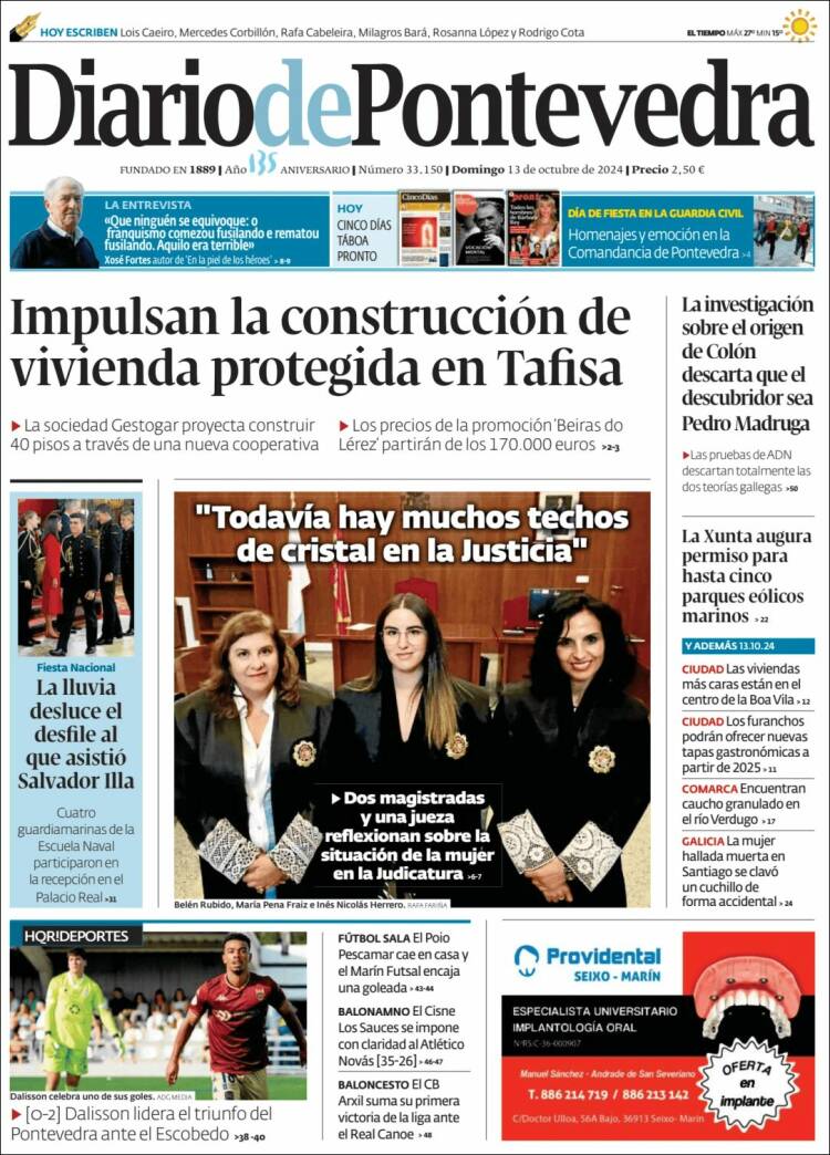 Portada de Diario de Pontevedra (España)