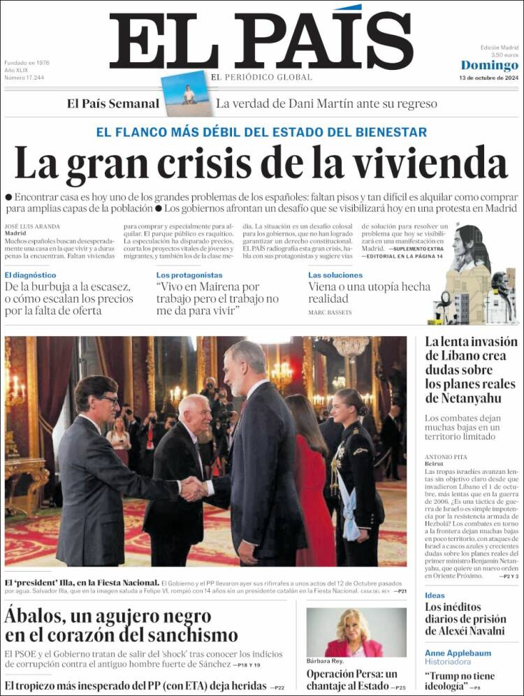 Portada de El País (España)