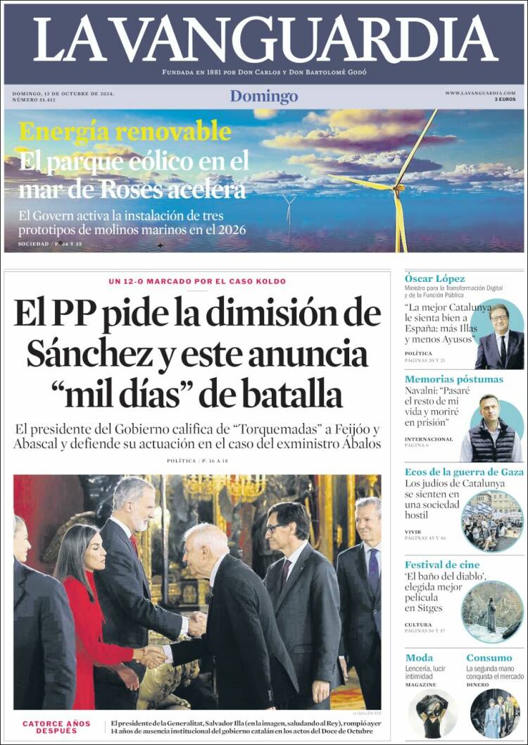 Portada de La Vanguardia (España)