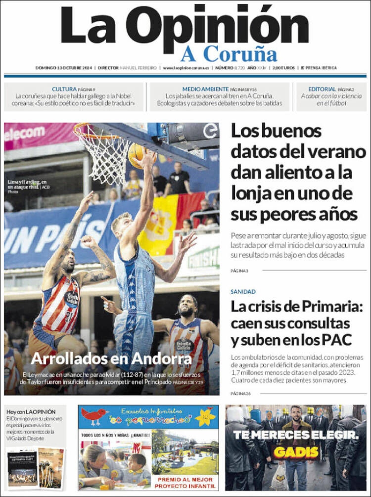 Portada de La Opinión de A Coruña (España)