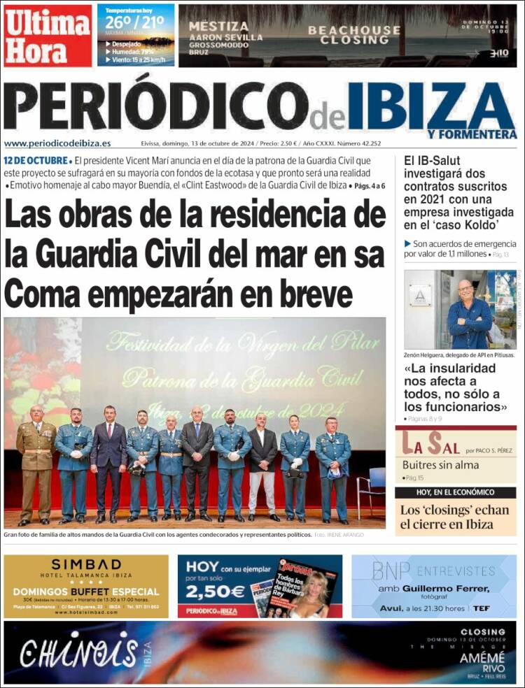 Portada de Periódico de Ibiza (España)