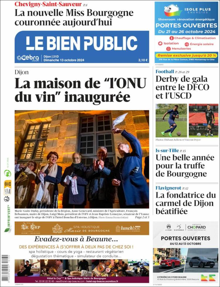 Portada de Le Bien Public (Francia)