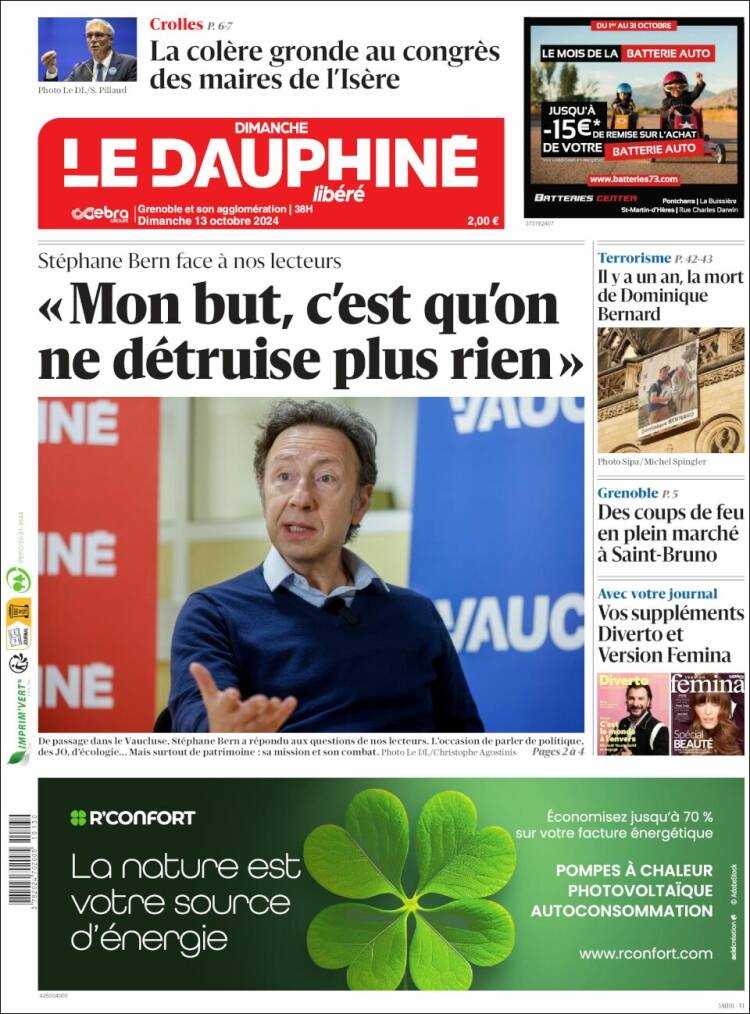 Portada de Le Dauphiné Libéré (Francia)