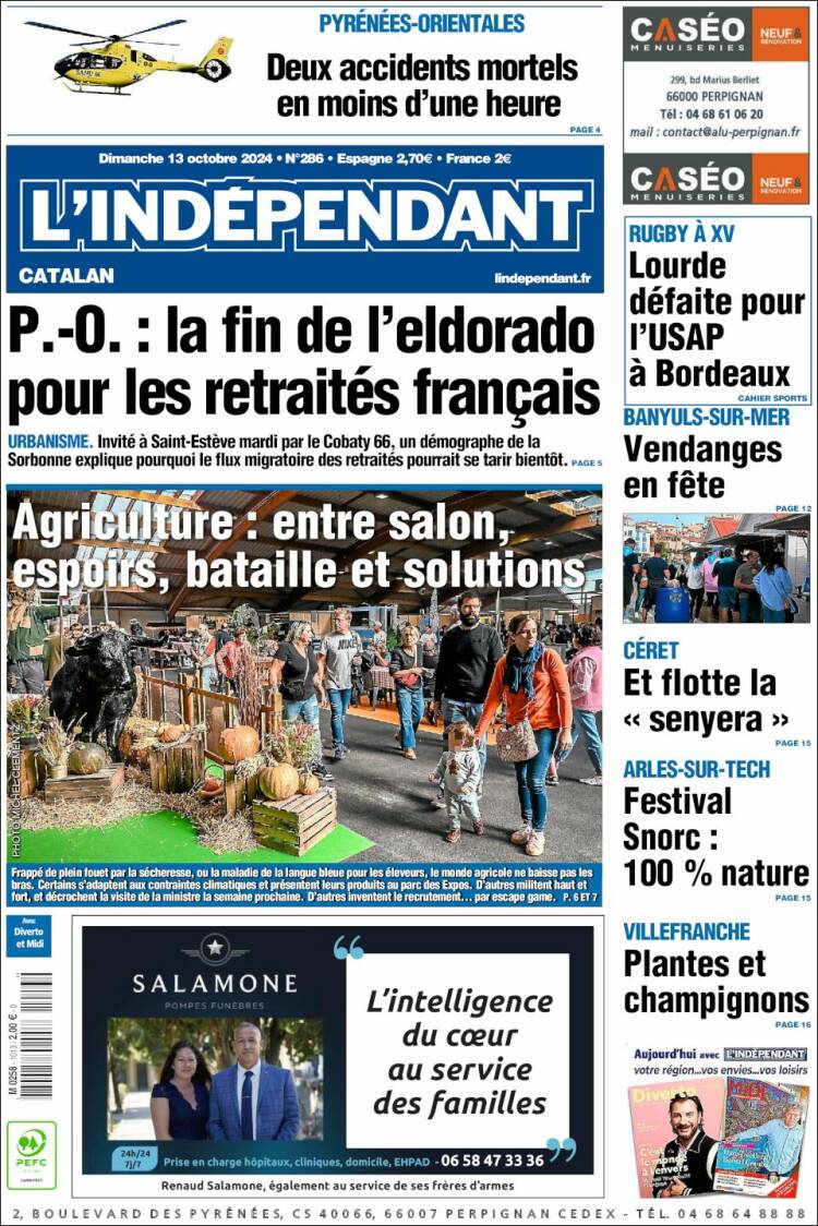 Portada de Le Indépendant (Francia)