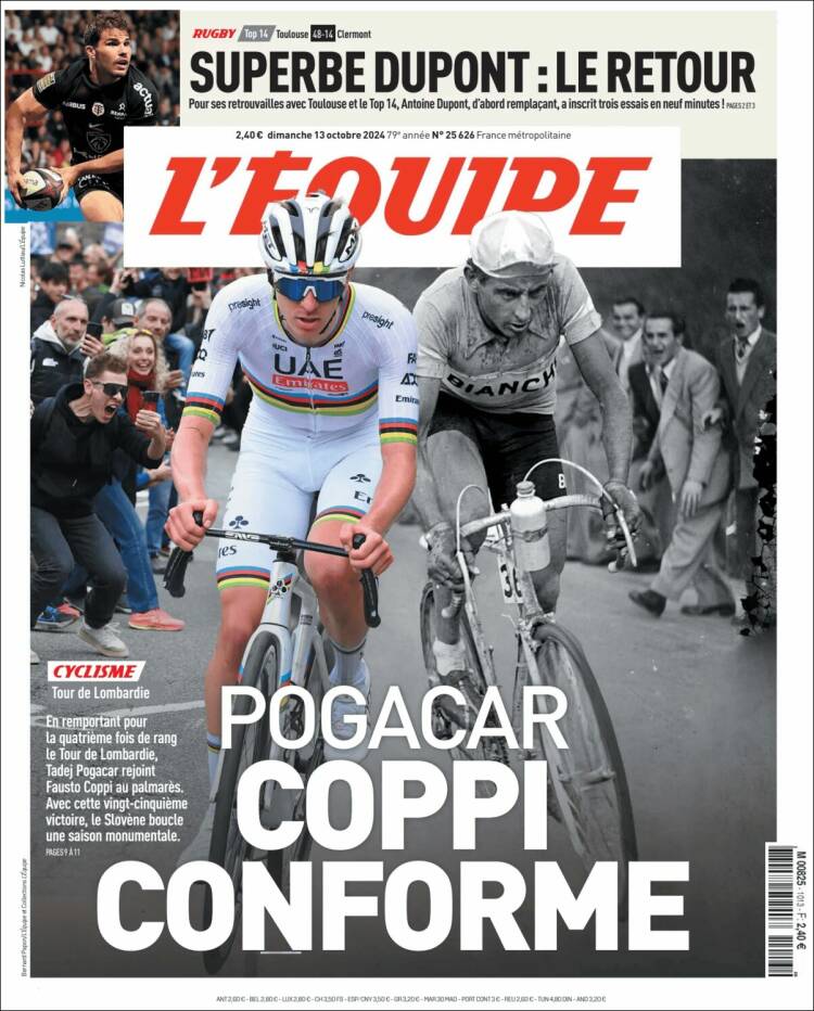 Portada de L'Equipe (Francia)