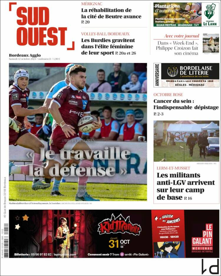 Portada de Sud Ouest (Francia)