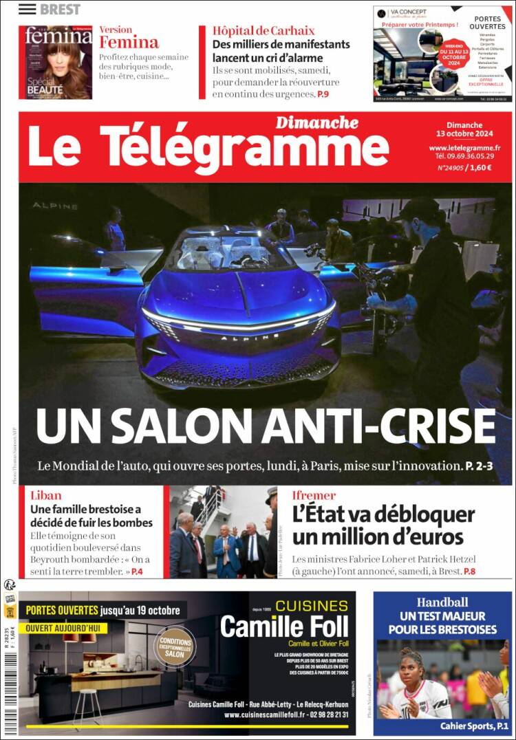 Portada de Télégramme (Francia)