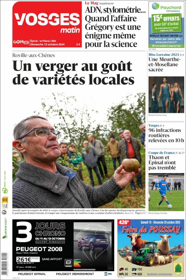 Portada de Vosges Matin (Francia)