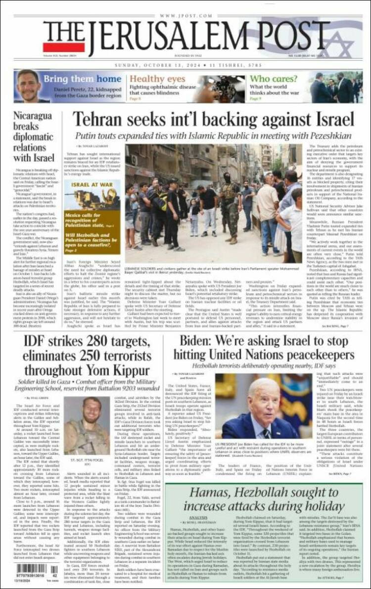 Portada de The Jerusalem Post (Israel)