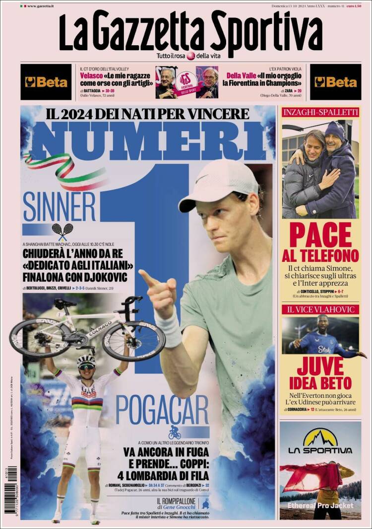 Portada de La Gazzetta dello Sport (Italia)