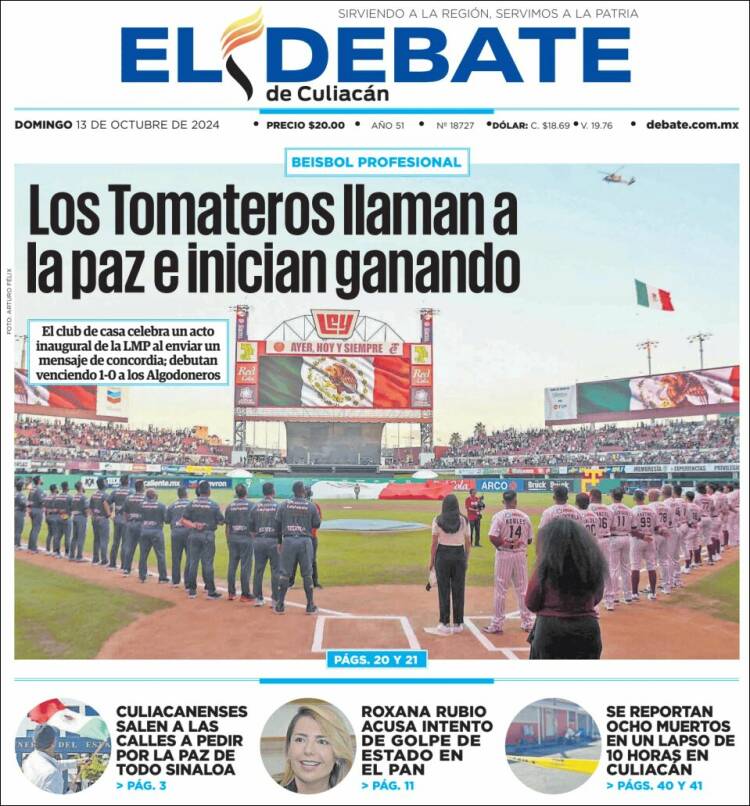 Portada de El Debate de Culiacán (México)