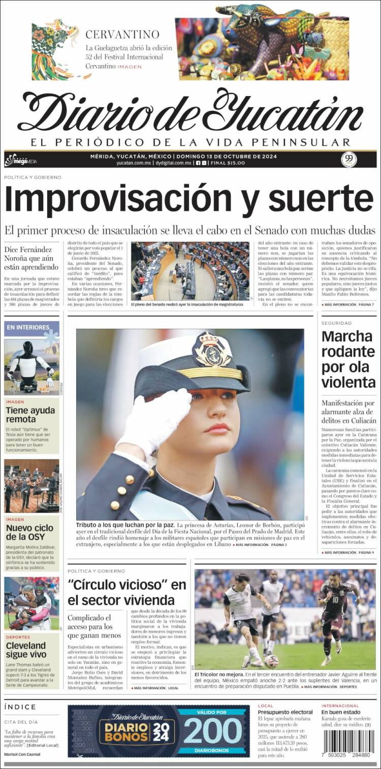 Portada de Diario de Yucatán (México)