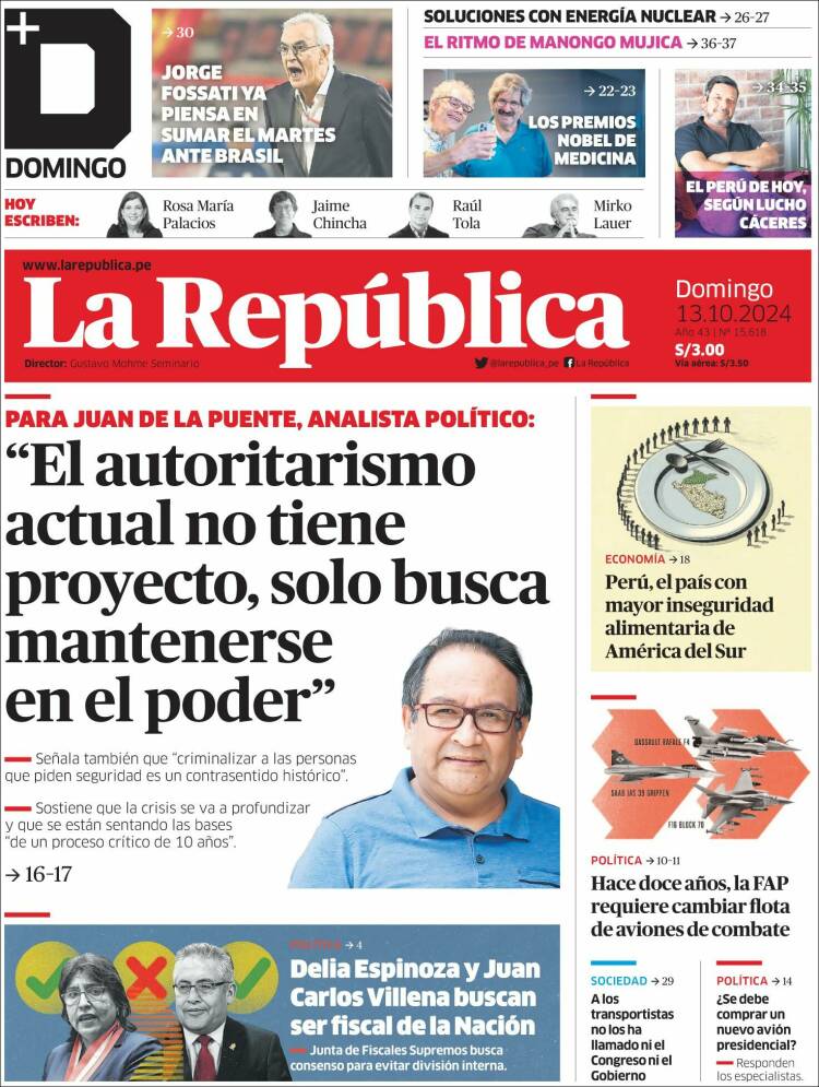 Portada de La Republica (Perú)