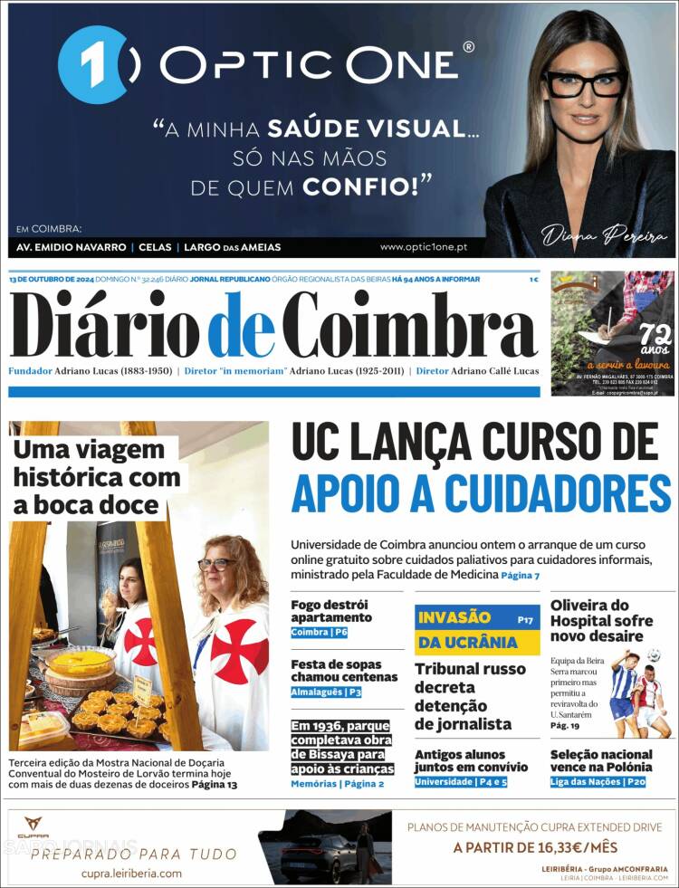 Portada de Diário de Coimbra (Portugal)