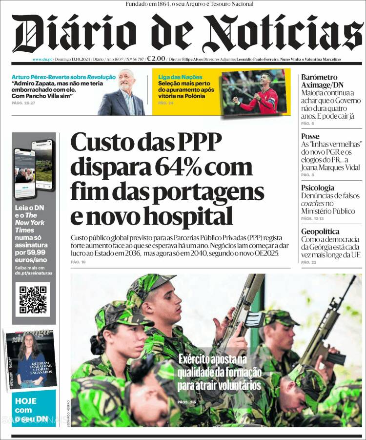 Portada de Diário de Noticias (Portugal)