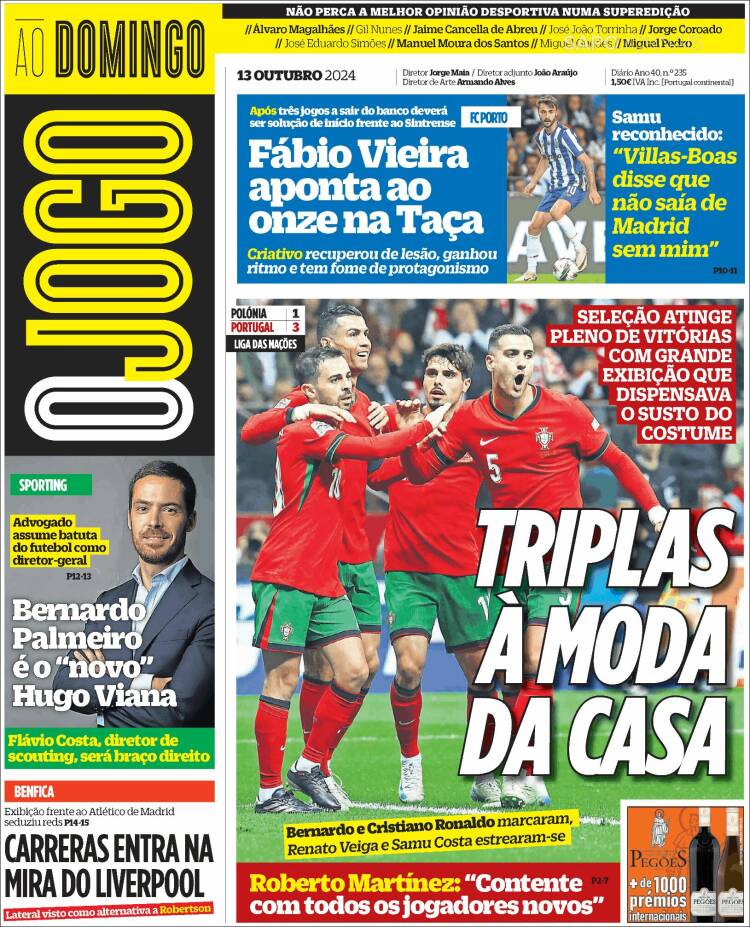 Portada de O Jogo (Portugal)