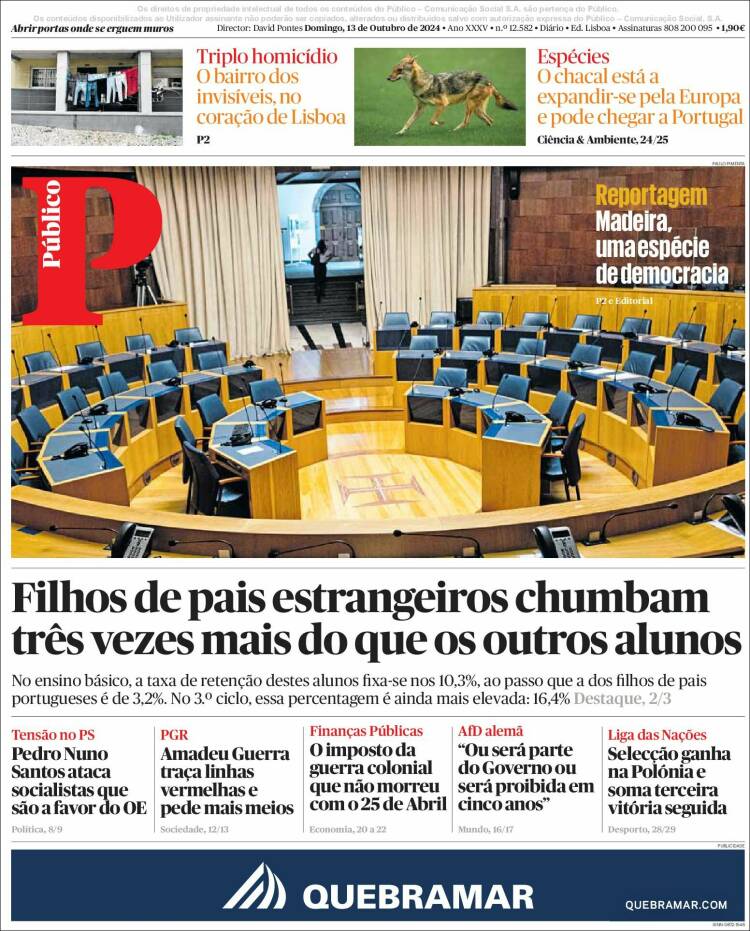 Portada de Público (Portugal)