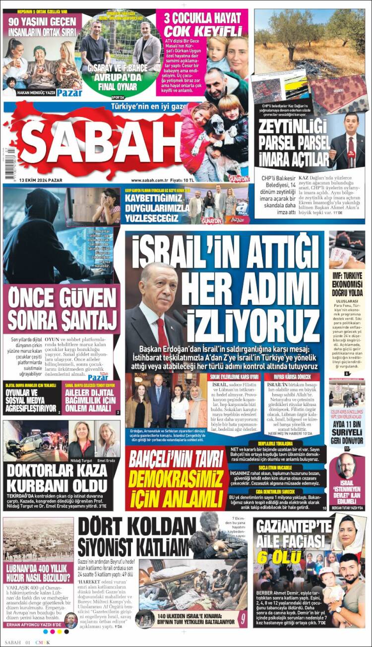 Portada de Sabah (Turquía)