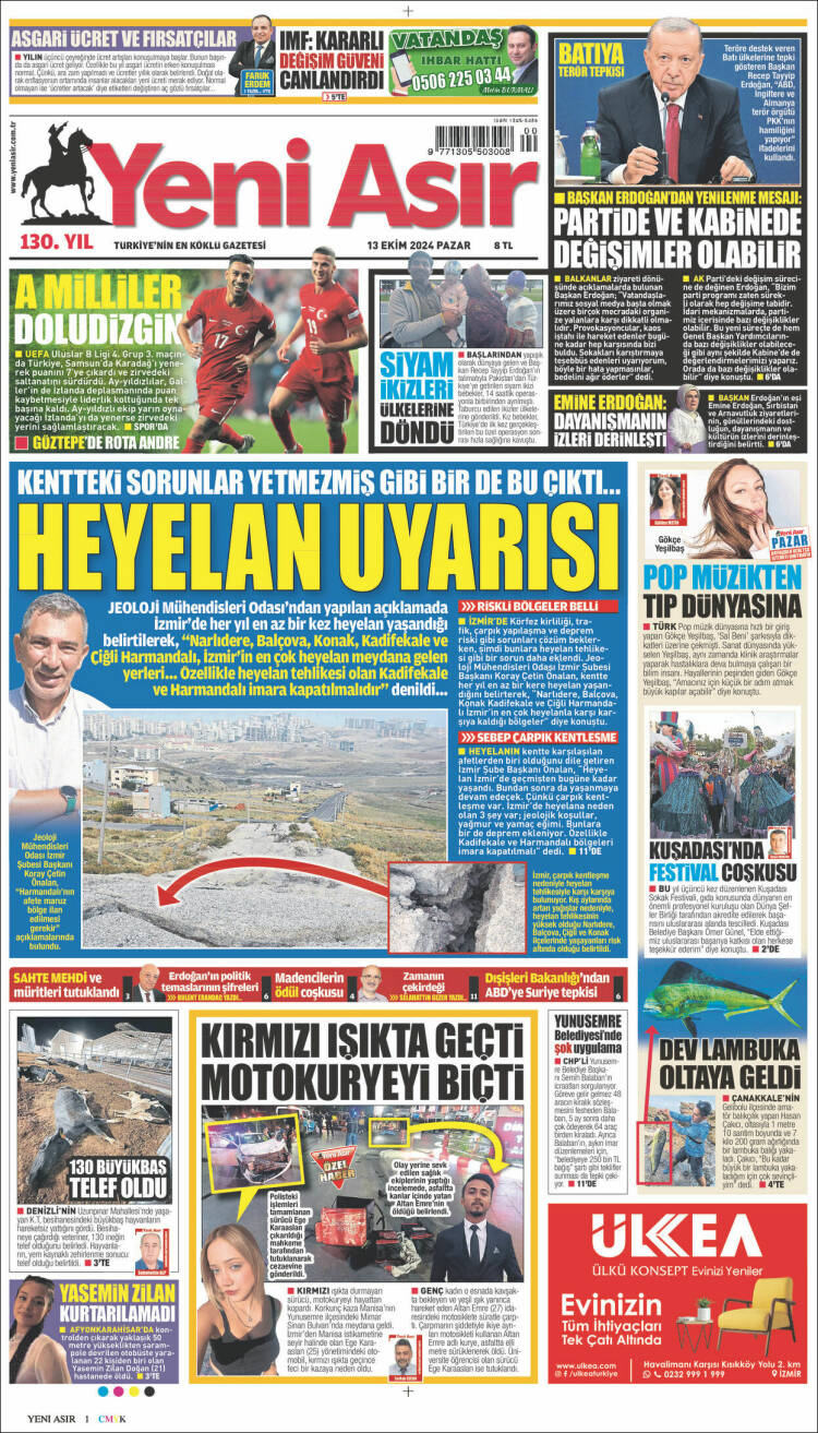 Portada de Yeni Asır (Turquía)