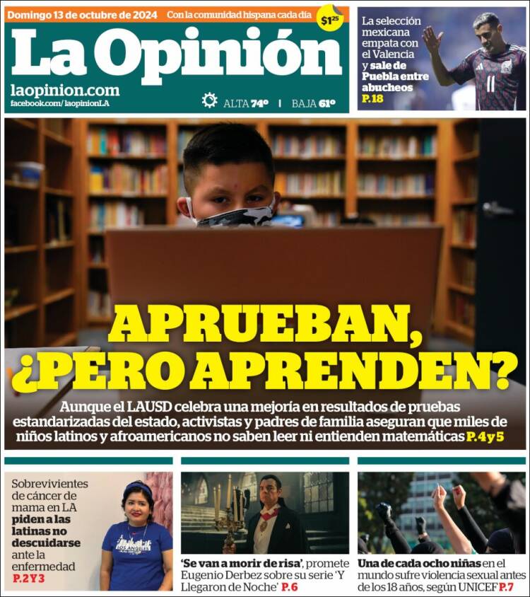 Portada de La Opinión (USA)