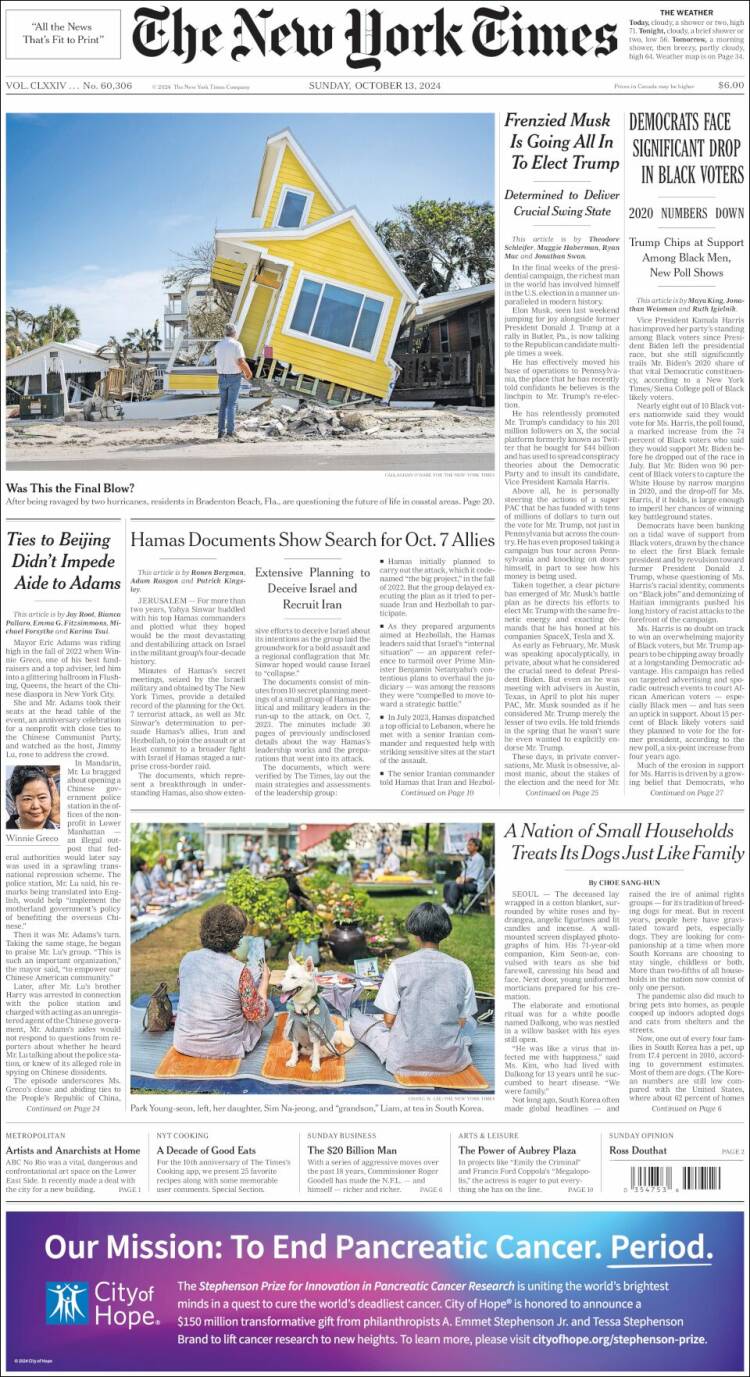 Portada de New York Times (USA)