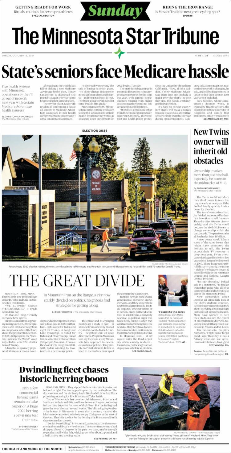 Portada de Star Tribune (USA)