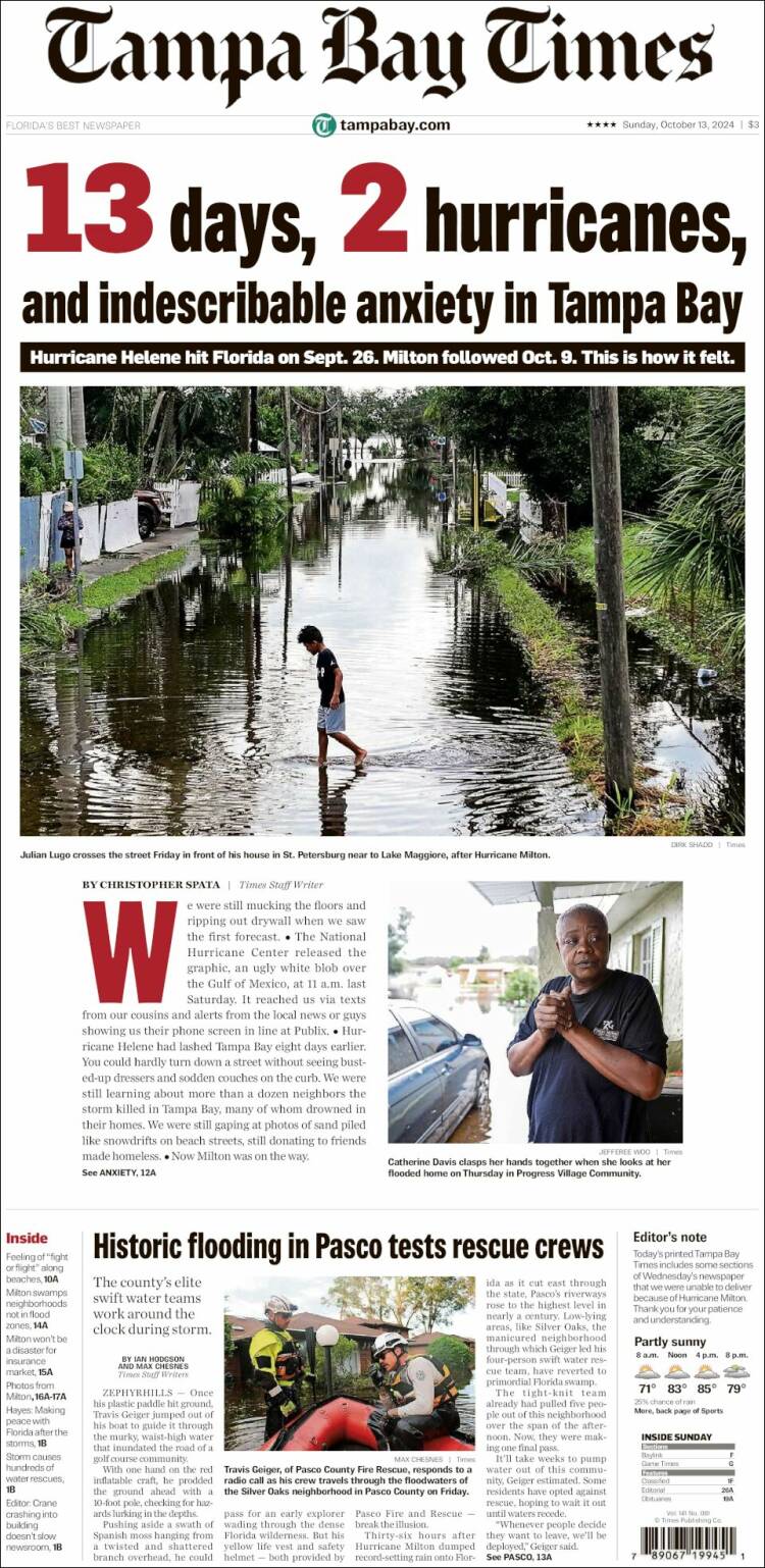 Portada de Tampa Bay Times (USA)