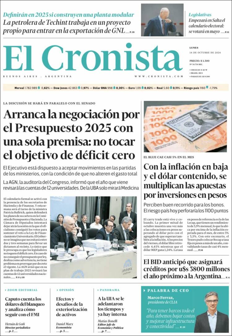 Portada de El Cronista Comercial (Argentina)