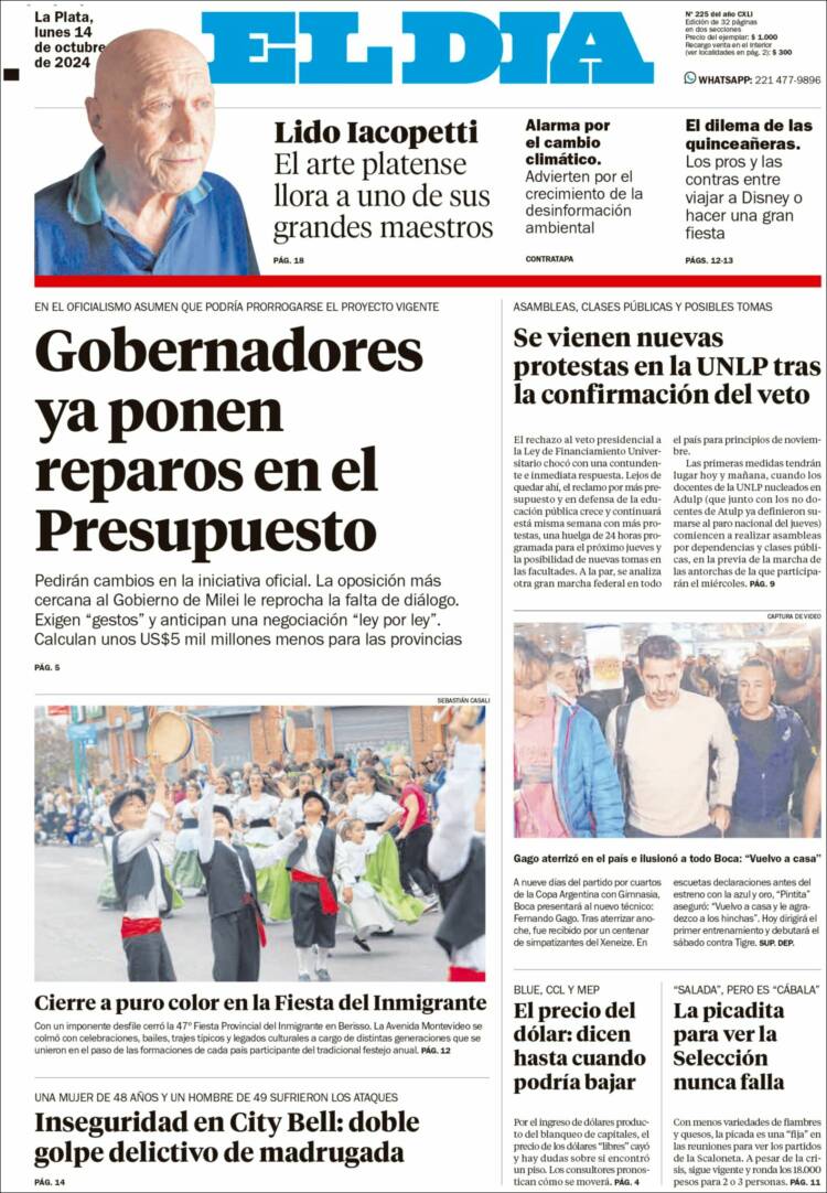 Portada de El Día de la Plata (Argentina)