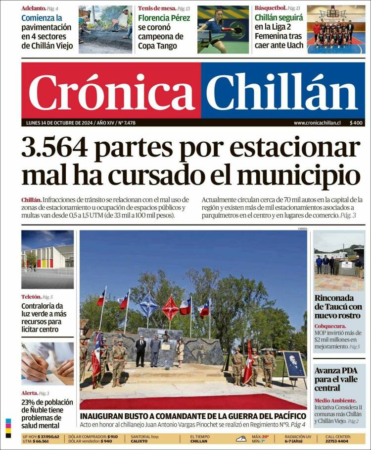 Portada de Crónica Chillán (Chile)