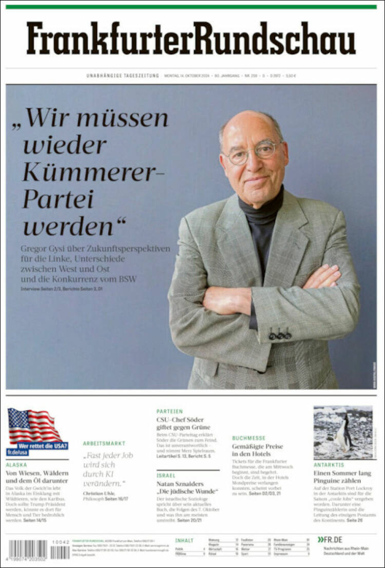 Portada de Frankfurter Rundschau (Alemania)