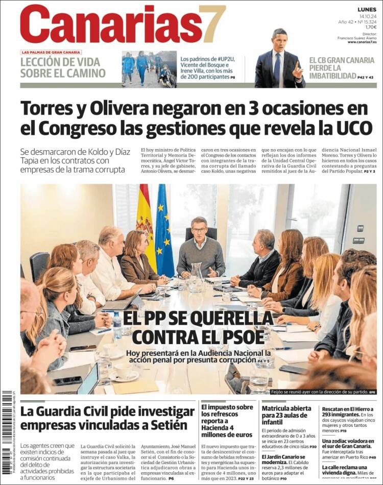 Portada de Canarias 7 (España)