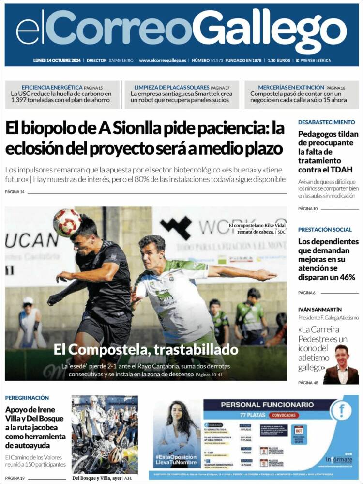 Portada de El Correo Gallego (España)