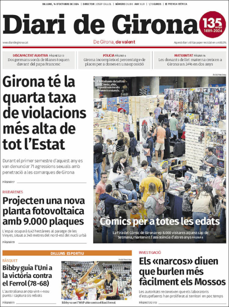 Portada de Diari de Girona (España)