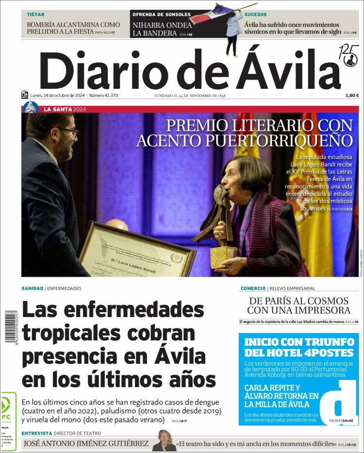 Portada de Diario de Ávila (España)