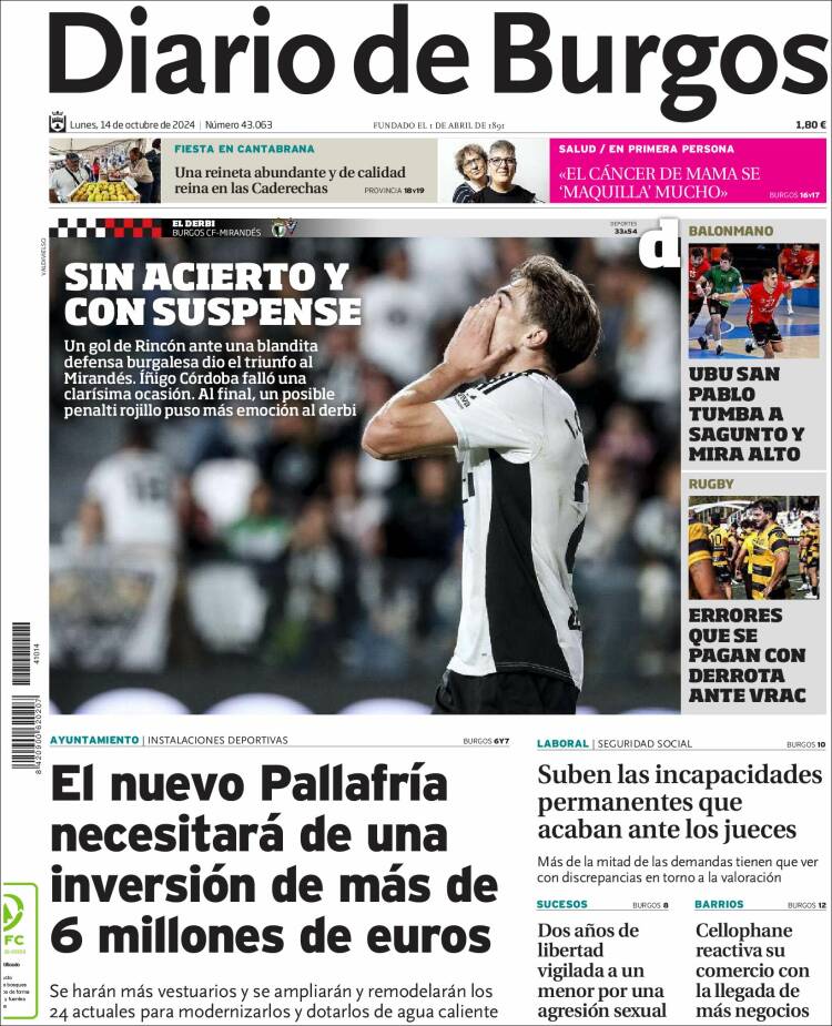 Portada de Diario de Burgos (España)