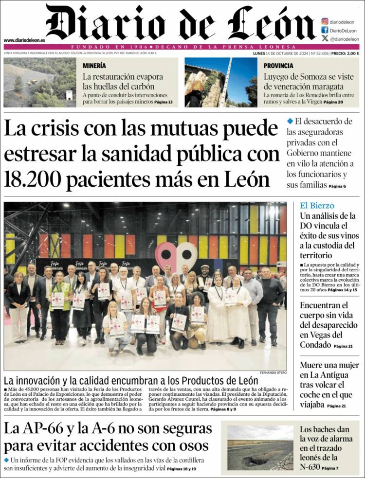 Portada de Diario de León (España)