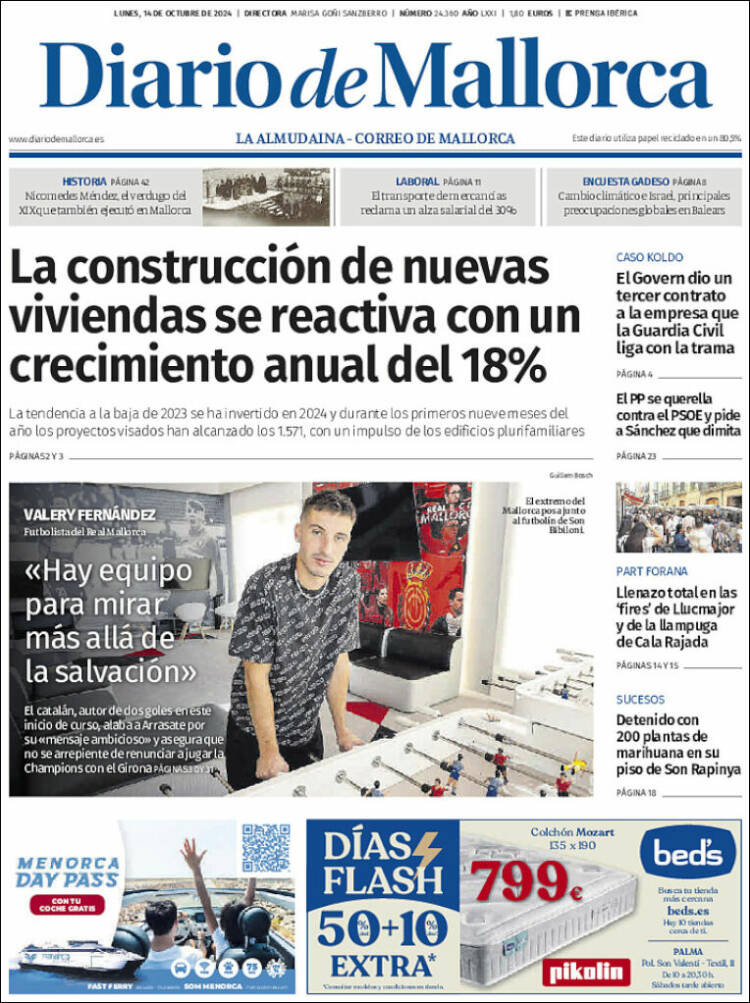 Portada de Diario de Mallorca (España)