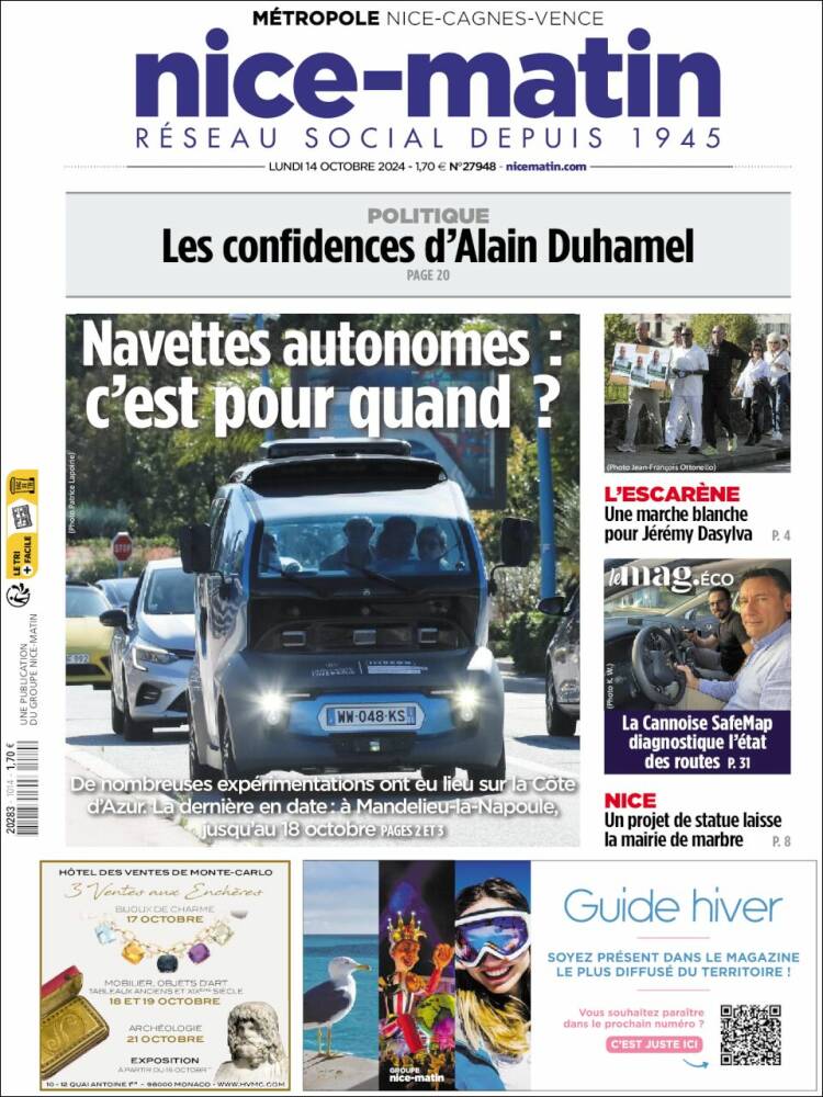 Portada de Nice-Matin (Francia)