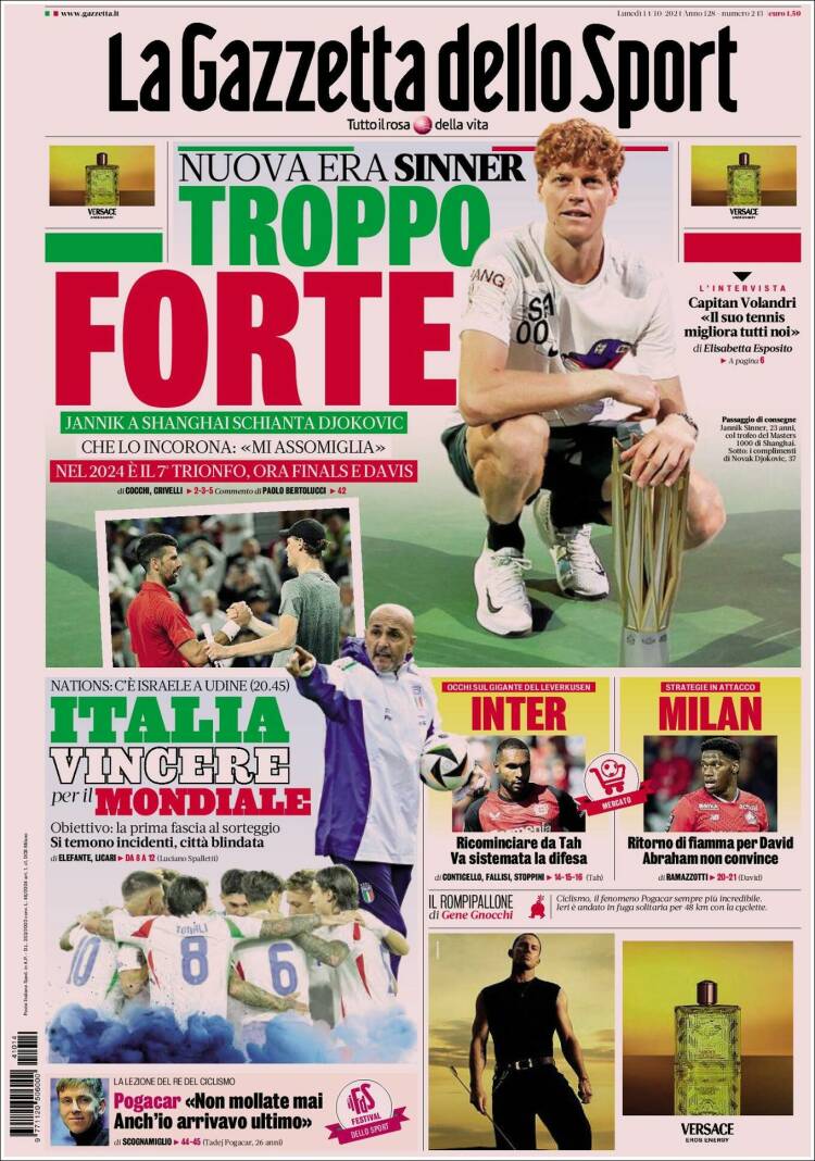 Portada de La Gazzetta dello Sport (Italia)